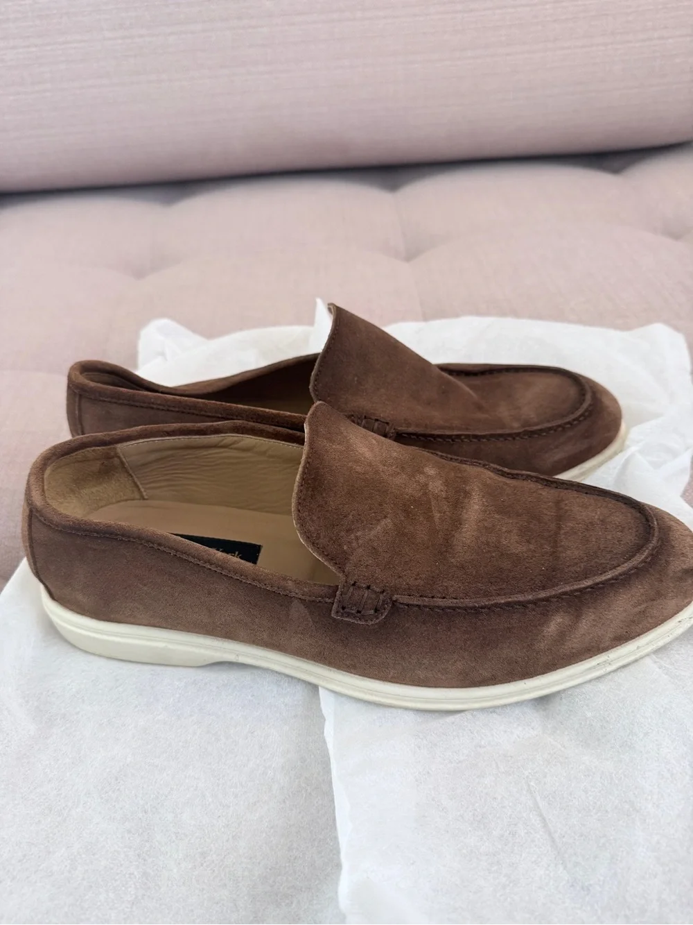 To Boot Brown Suede Slip-On Loafers with White Sole
